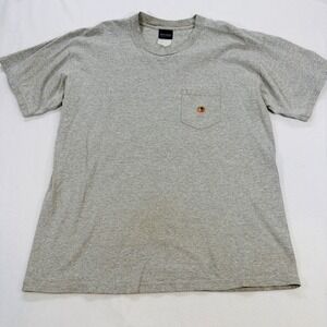 Duck Head Mens L Gray Heather Pocket T-Shirt Embroidered Logo Short Sleeve